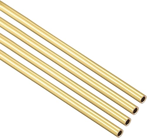 4 piezas Tubo redondo de latón de 11.811 in de longitud de 0.039 in de diámetro exterior de 0.008 in de grosor de pared, tubo recto de cobre de