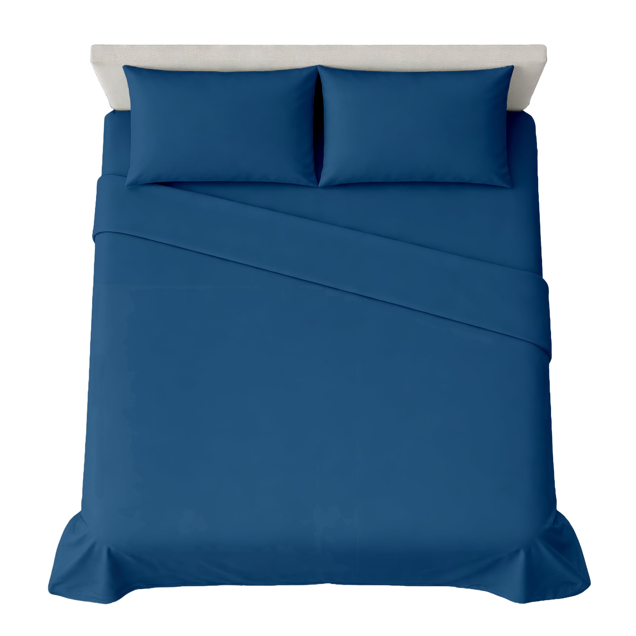 hermet 4-Piece Plain Double Bed Sheet Set, Fitted Sheet, Flat Sheet, 2 Pillowcases 50 x 80 cm, 30 cm Corner, Soft Microfibre, Oekotex Certified, No Iron