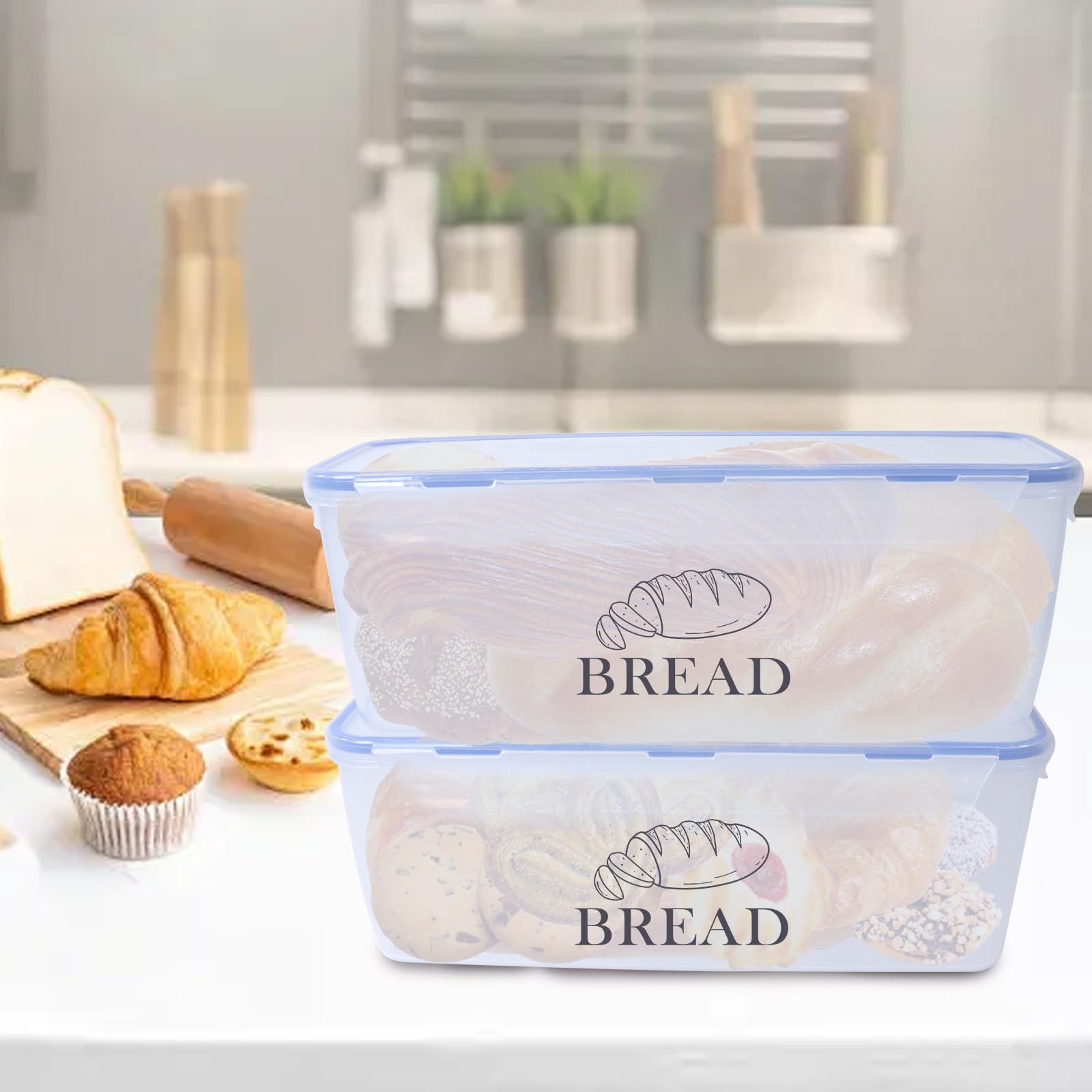 Brotkästen Mit Deckel Brotbox Brot 2-Teiliges Set Brottopf Zum Aufbewahren Toastbrot Durchsichtig Aufbewahrungsbox Lange Aufbewahren und Frisch Halten