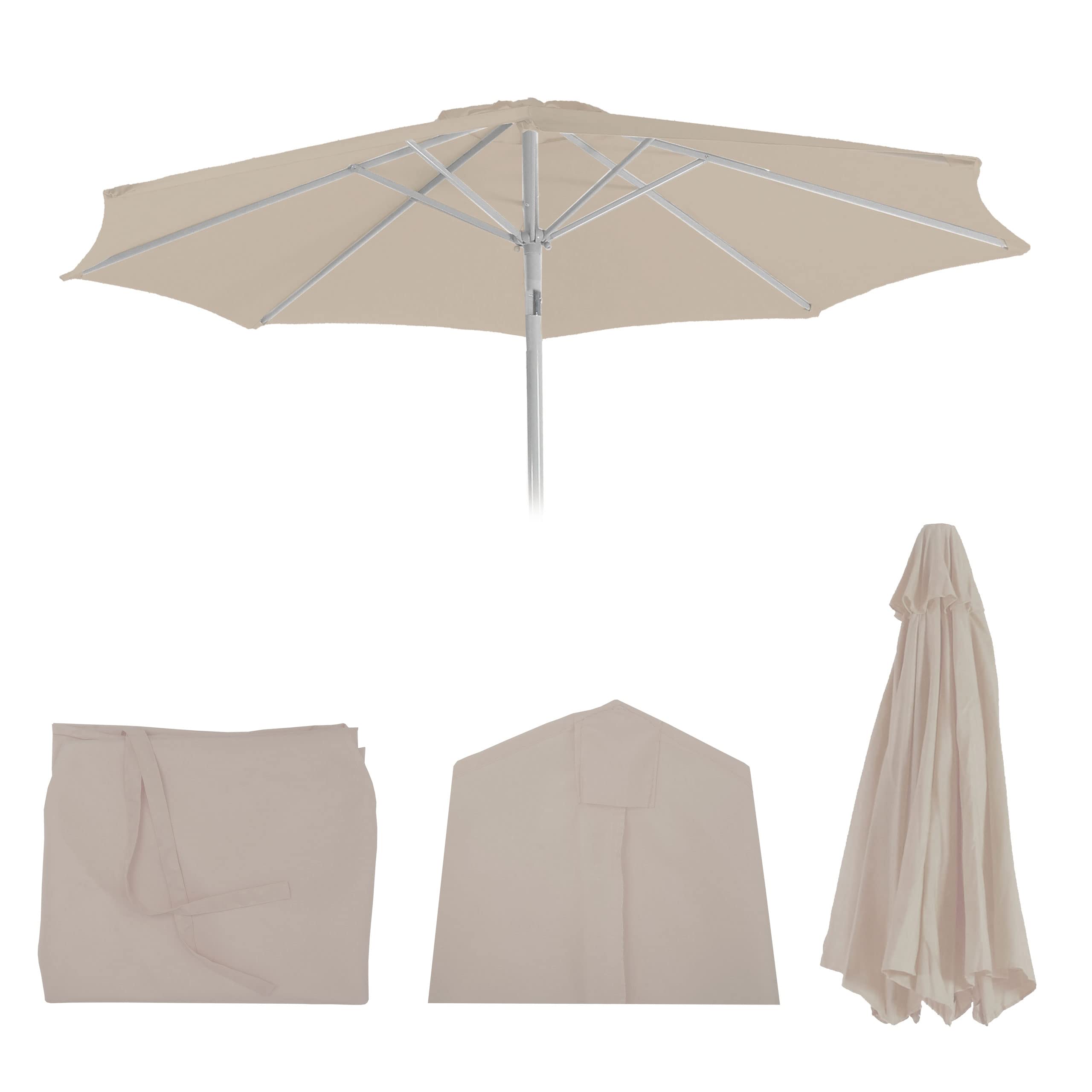 Mendler Ersatz-Bezug für Sonnenschirm N19, Sonnenschirmbezug Ersatzbezug, Ø 3m Stoff/Textil - Creme