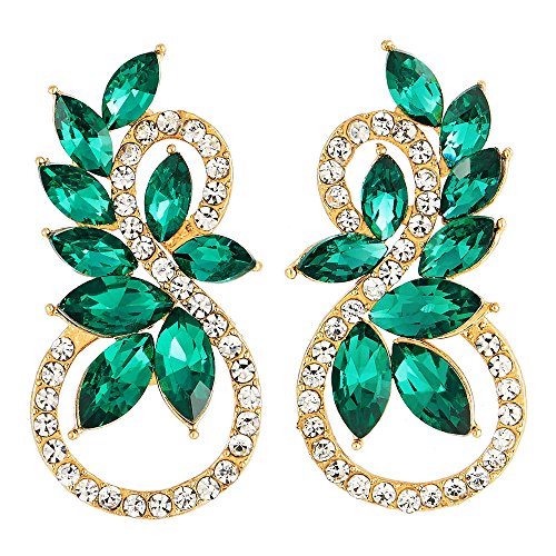Brillante Rhinestones Verde Azulado Marquesa Cristal 8 Formas Infinitas Oro Pendientes, Fiesta Prom Vestir Cover