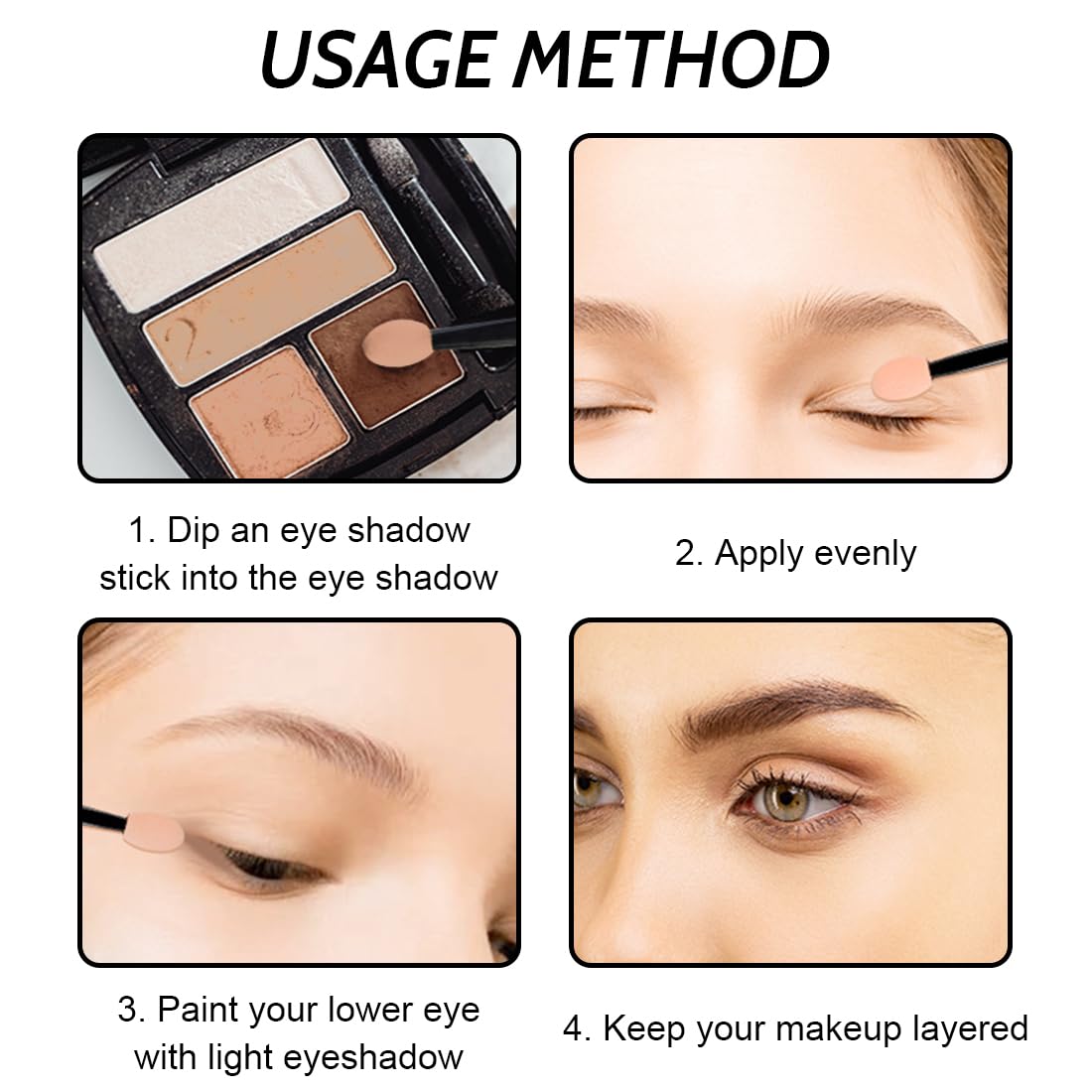 50 Piezas Aplicador de Sombra de Ojos, Pinceles de Espuma Desechables para Maquillaje