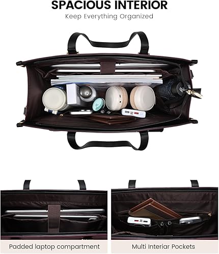 Miniatura 3 de LOVEVOOK Bolsa para laptop para mujer, 15.6 pulgadas, bolsa de mano para laptop 2 en 1, bolsa de trabajo profesional, maletín de negocios con bolso