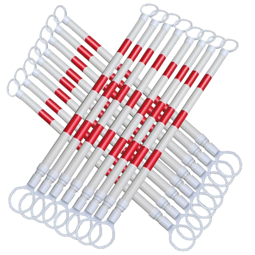 SGKOMN 16 Pcs Adjustable Traffic Cone Bar, 47-78 Inch Reflective Safety Barrier, Portable Red & White Temporary Security Divider for Traffic Control & Warning, Red and White-16pcs