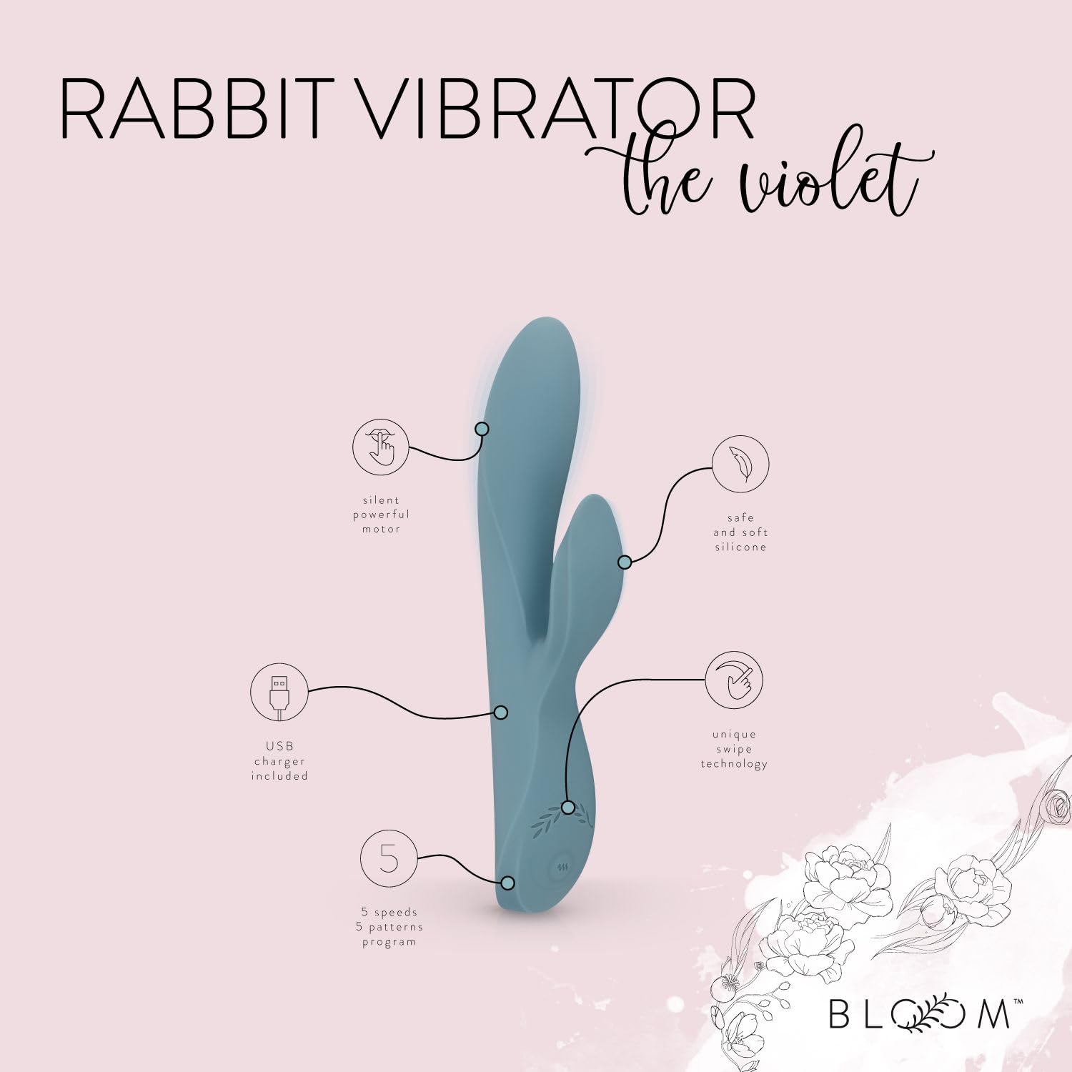 Bloom Rabbit Vibratore Violet Con 10 Modalità - 480 Gr