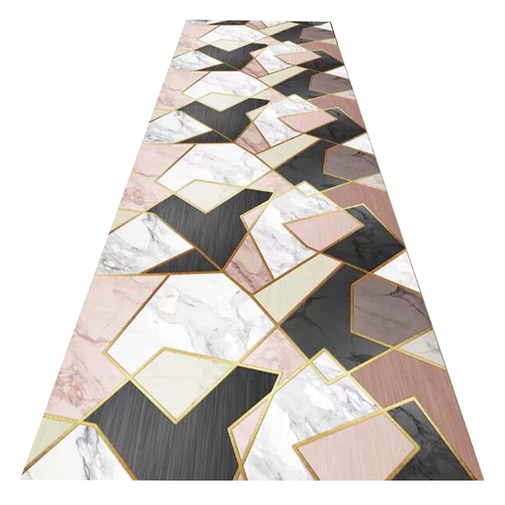 HZYDD Vintage StyleGeometric shape Pattern Bed Side Wall Side Traditional Area Runner Rug Extra Long Carpet, for Living Room Bedroom Entry Cloakroom Piano-Room Balcony,1m x 3m