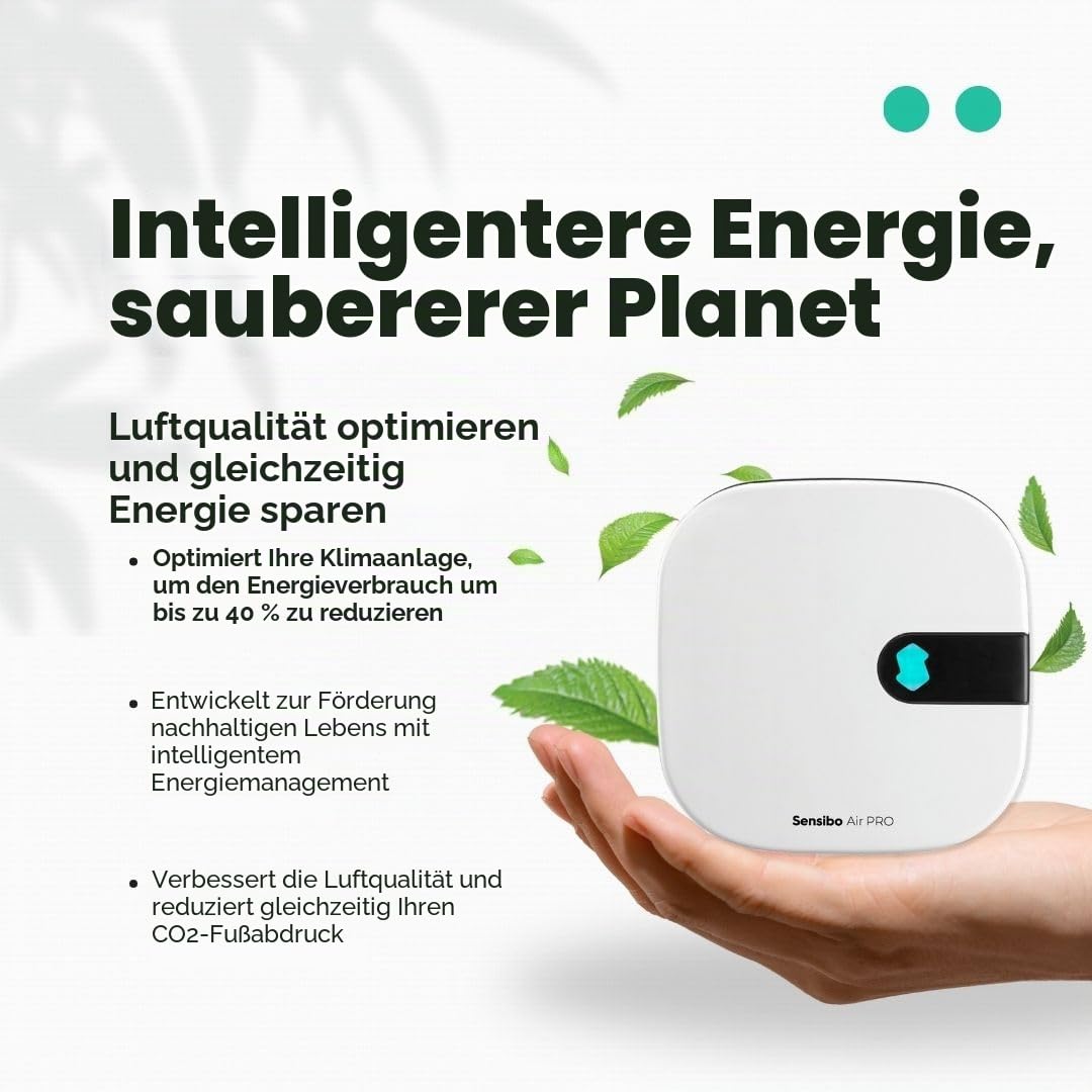 Sensibo Air PRO, Klimaanlagen-Steuerung & Luftqualitätssensor. Thermostat für Mini-Split, Fenster, tragbare AC. Sensor Temperatur & Luftfeuchtigkeit. Funktioniert mit Alexa, Google, Siri Apple HomeKit