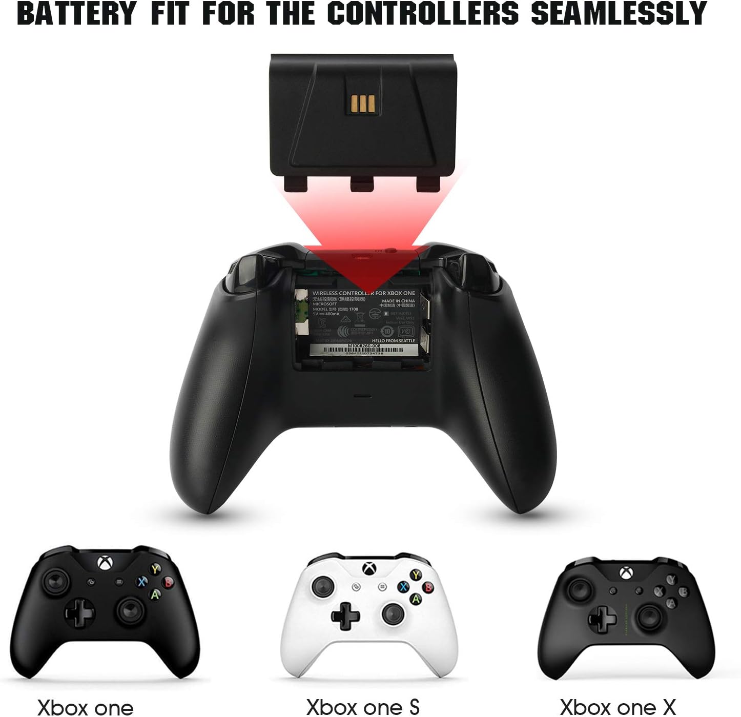 Charger with 2 X 1200mAh Rechargeable Battery Pack for Xbox One Controller, Dual Fast Charging Station Dock for Xbox One/Xbox One X/Xbox One S Wireless Controller with Rechargable Batteries