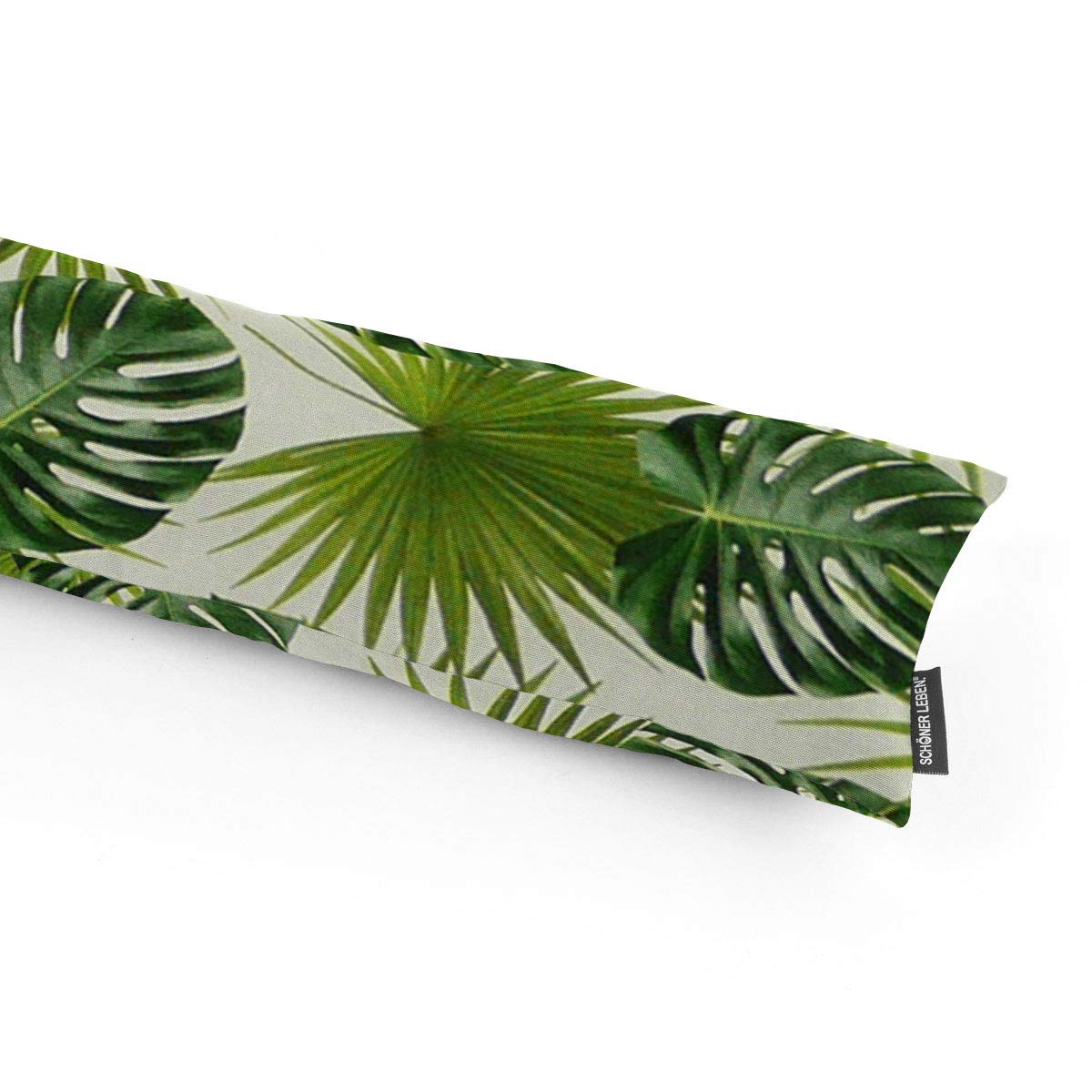 SCHÖNER LEBEN. Paraspifferi con stampa digitale, foglie di palme, colore bianco, verde, diverse misure, 100 cm di lunghezza