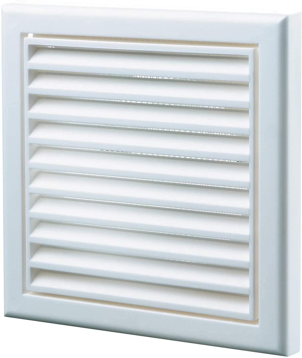 Domus 100mm Louvred Grille White c/w Flyscreen & Round Spigot