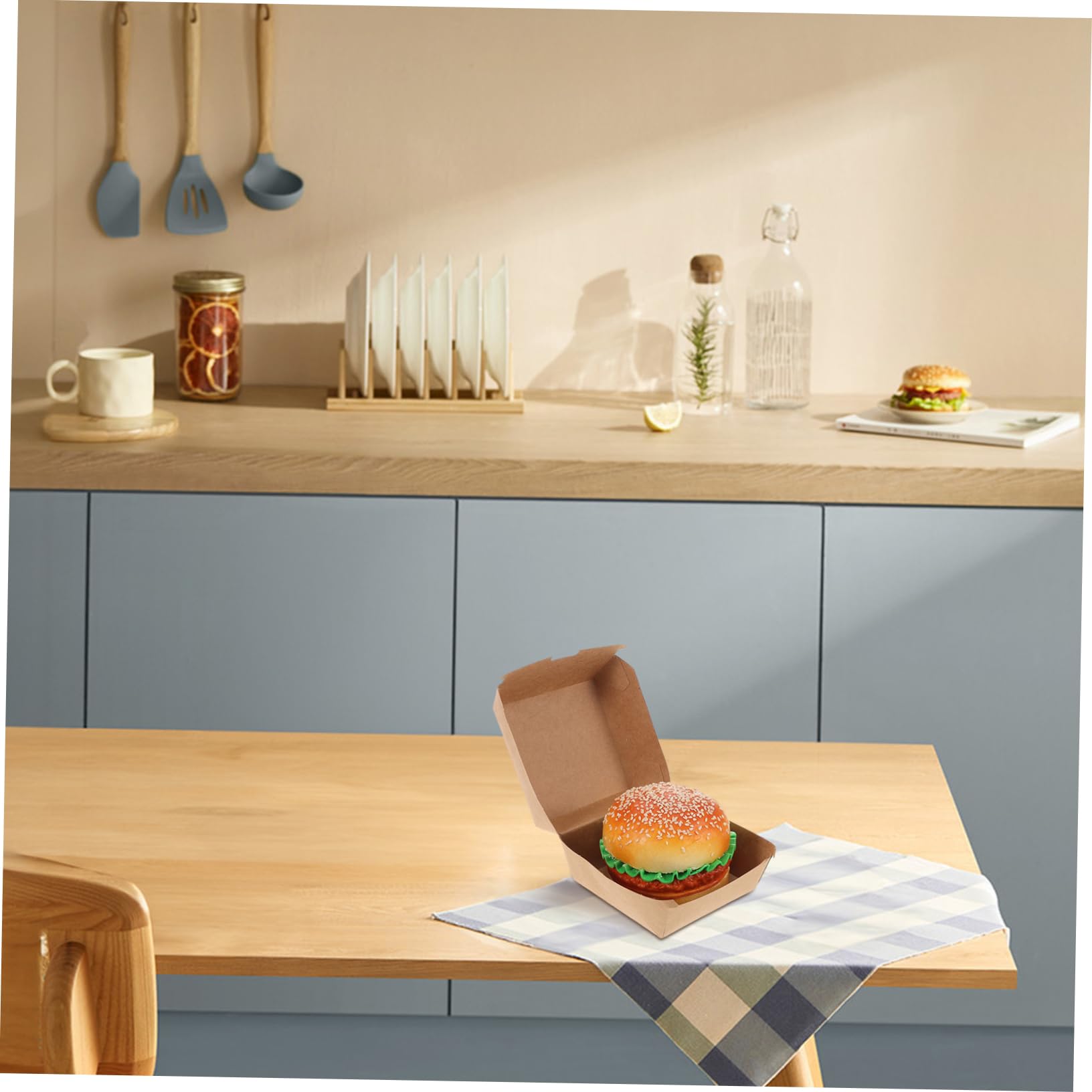 CLISPEED 30 Pezzi Contenitori Kraft per Hamburger e Snack Scatole per Alimenti da Asporto per Fast Food Versatili e Facili da Trasportare per Ristoranti