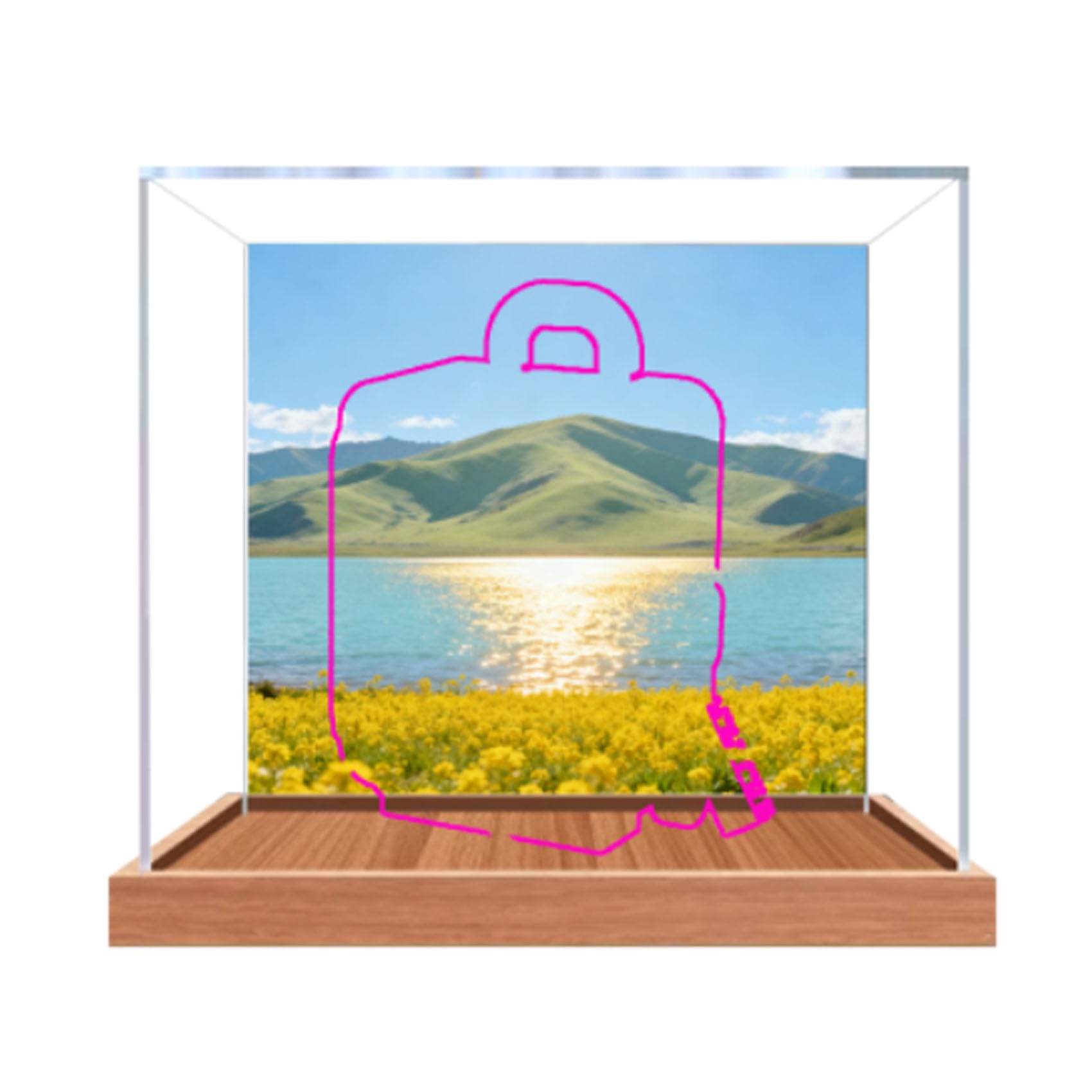 Acrylic Display Case for Le-go 40817 Suitcase Model, Dustproof Display Box (display box only) (StyleB Background 3mm)
