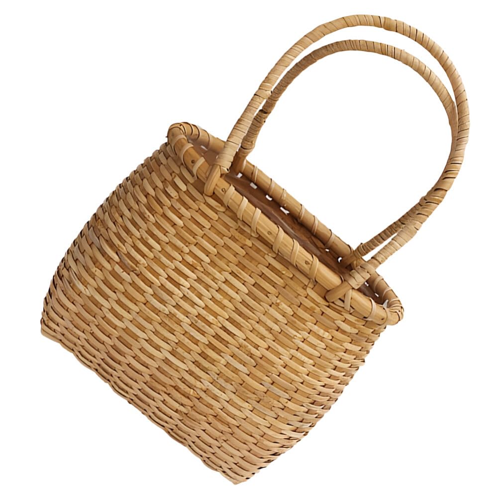 ifundom Cesta Tejida de Madera para Flores Decorativas, Cesta Rústica para Almacenamiento y Manualidades