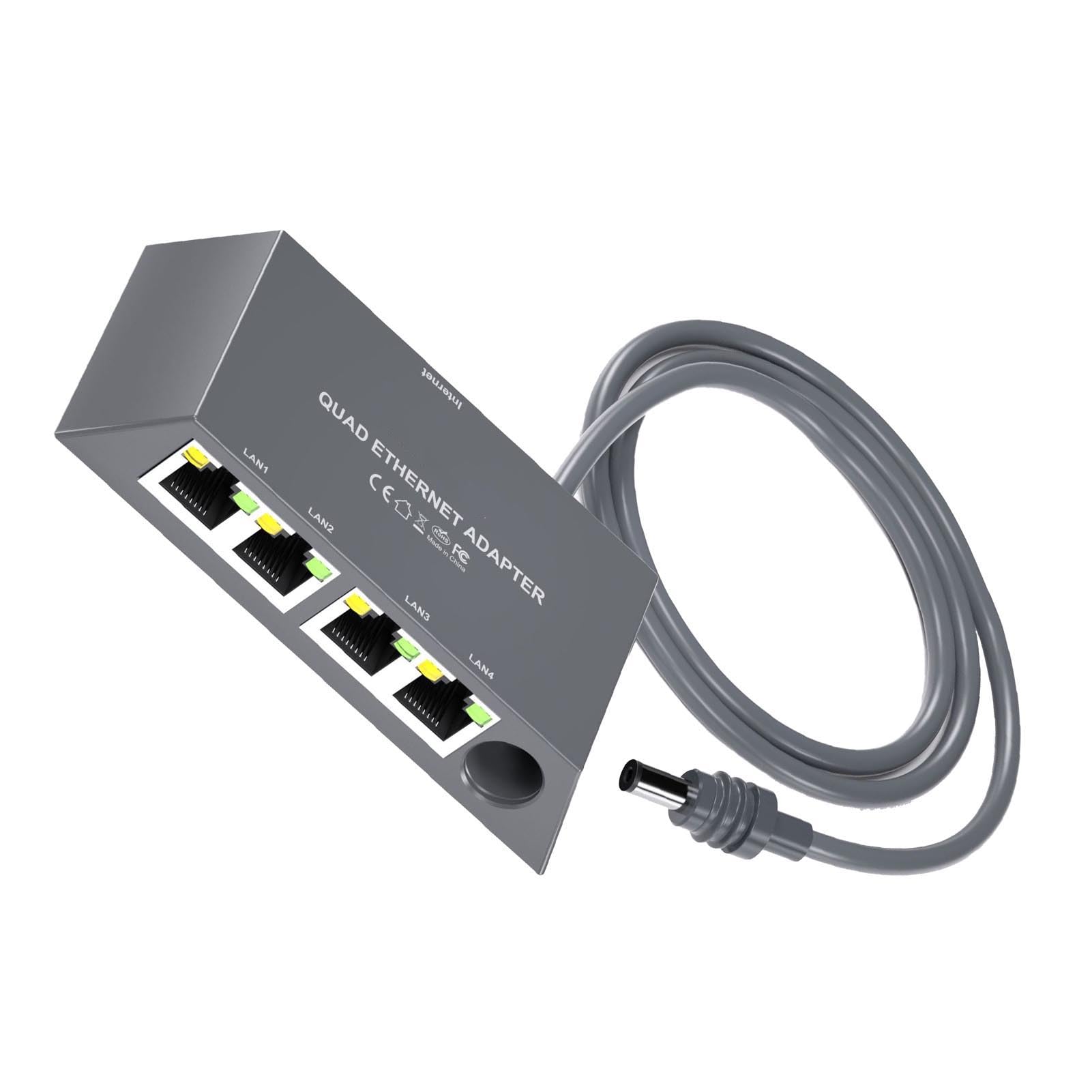 Fabater Wieloportowy Adapter Ethernet dla Gen 3 / Mini, Przewodowa Zewnętrzna Karta Sieciowa, Satelitarne Adaptery Ethernet, 4 Urządzenia Połączone Jednocześnie w Sieci