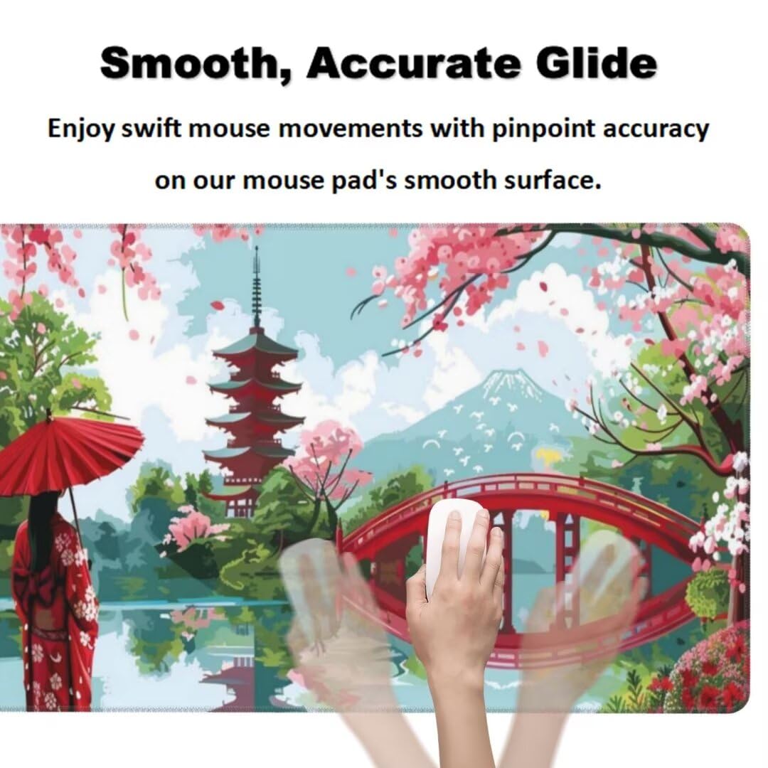 Japanischer Mauspad 1600 x 800mm,Mousepad XXL Schreibtischunterlage Prinzessin Mouse Pad,Wasserdicht und Rutschfest Gaming Mauspad,Verbessert Präzision,Gaming-Mauspads für Pc und Gaming Zubehör qw57