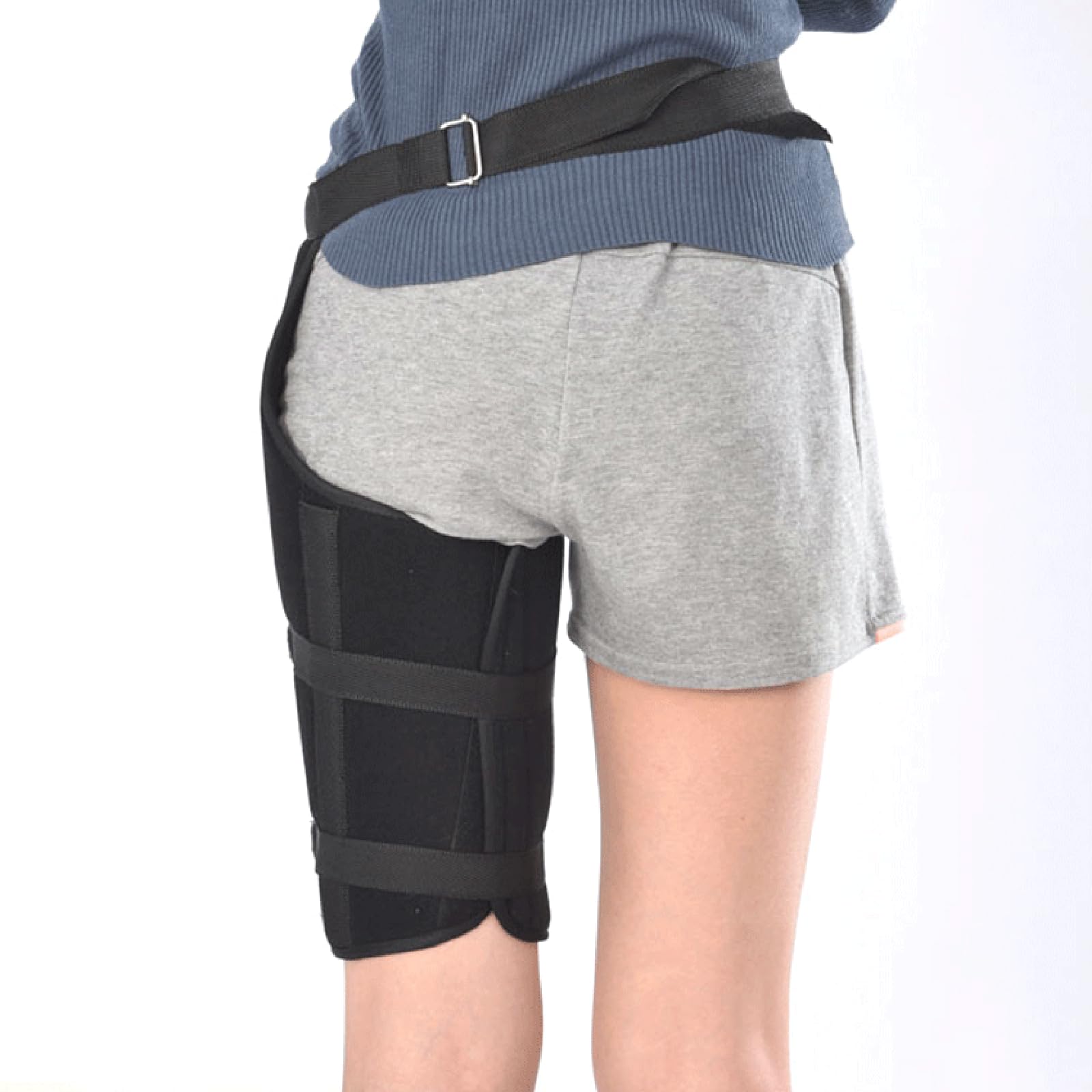 HAILM Envoltura Compresión Muslo, con Soporte Aleación Aluminio, Hip Brace para Aliviar Dolor Ciática, Adapta Hombres y Mujeres, Pierna Izquierda o Derecha,S
