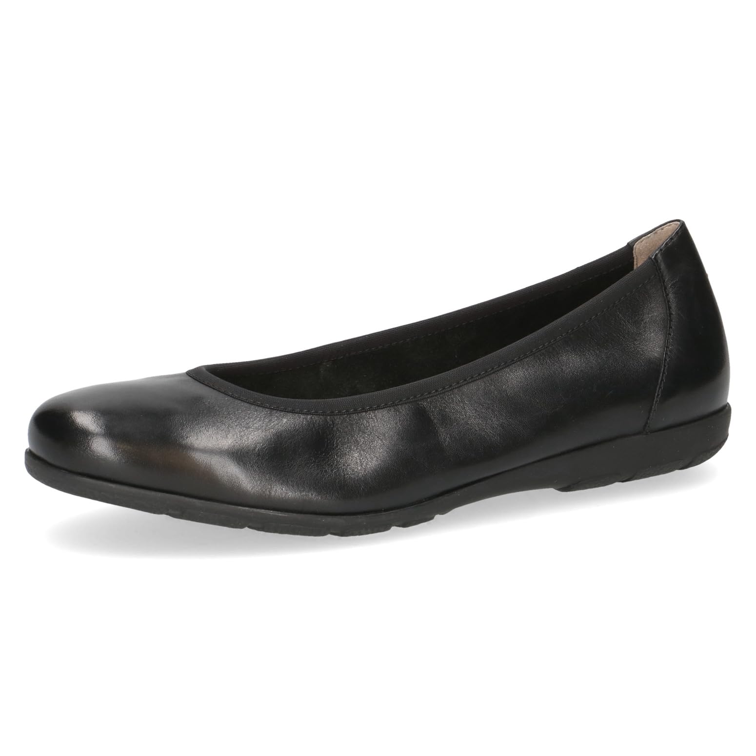 CAPRICE Women Ballet Flats Leather Flat, Black (Black Nappa), 4 UK