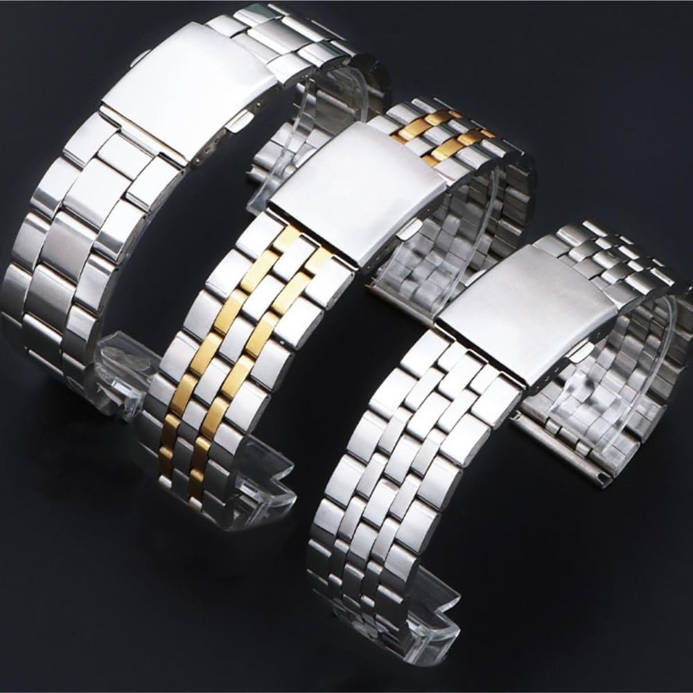 STACTES des STRACTES Bande d'acier INOXEUX 18 mm 20 mm 22 mm Bracelet Métal Universal Boucle Pliante Menles Femmes Strap Accessoires