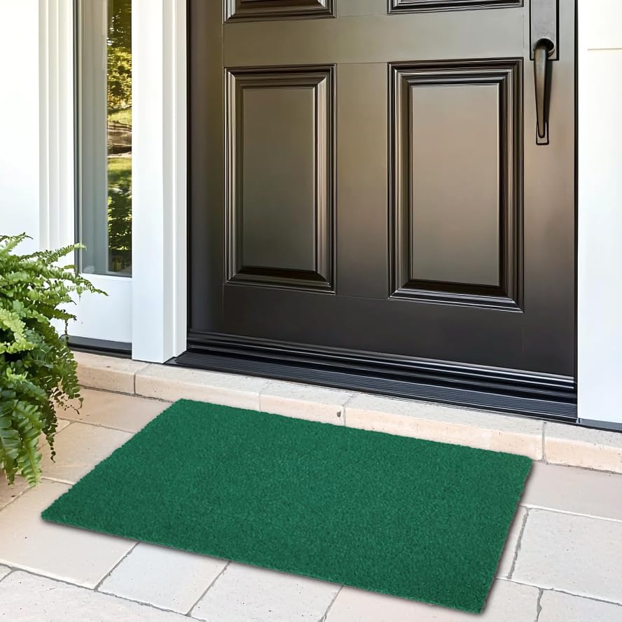 Image of Encasa XO Coir Door Mat for Home Entrance, Anti Slip PVC Back Green