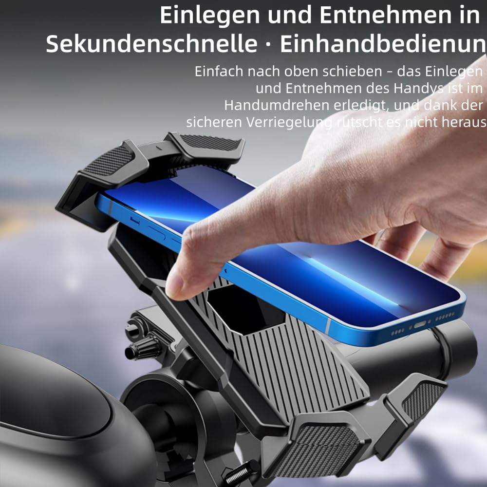 MEIION beyerwerk velogrip Fahrrad handyhalterung mit 360°Drehung & Einhandbedienung,Verstellbare, für Rückspiegel & Motorrad Lenker