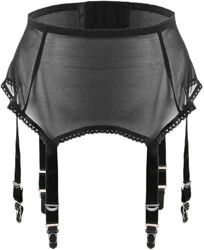 East Horizon Sexy Sheer Mesh Garter Belt 6 Straps Suspender