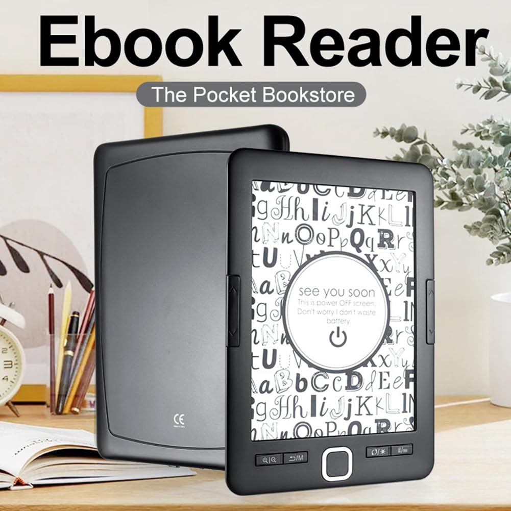 Lettore di Ebook Digitale Elettrico, Schermo A Inchiostro Portatile da 6 Pollici, Memoria da 8 GB per Casa e Spostamenti