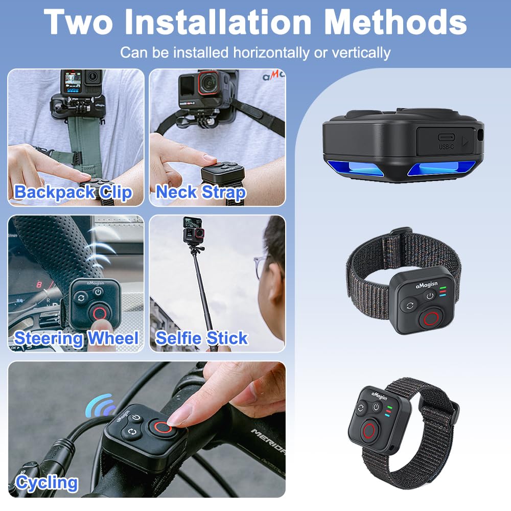 Bluetooth Fernbedienung für Insta360 X5/X4/X3/Ace Pro 2/Ace Pro/GO3S/GO3/GoPro Hero 13/12/11, Wasserdicht Wireless Fernbedienung Zubehör mit Bis zu 96H Betriebsdauer & BT5.1, 50M Reichweite