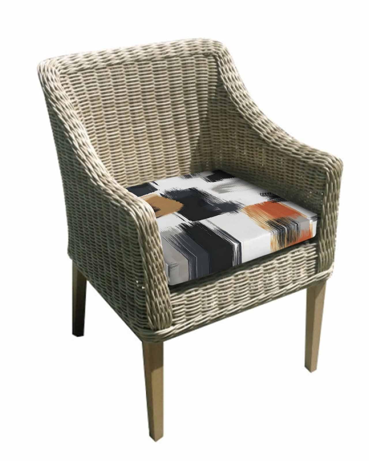 2 Pack Black White Waterproof Cushion Covers with Ties, Outdoor Patio Chaise Lounge Chair Seat Cushion Slip Covers Replacement(Only Cover) Geometric Oil Painting Abstract Vintage 20