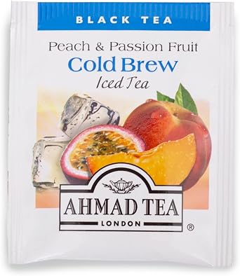 Ahmad Tea Peach & Passion Fruit Cold Brew | Black Tea - 20 Teabag Sachets (Pack of 5)