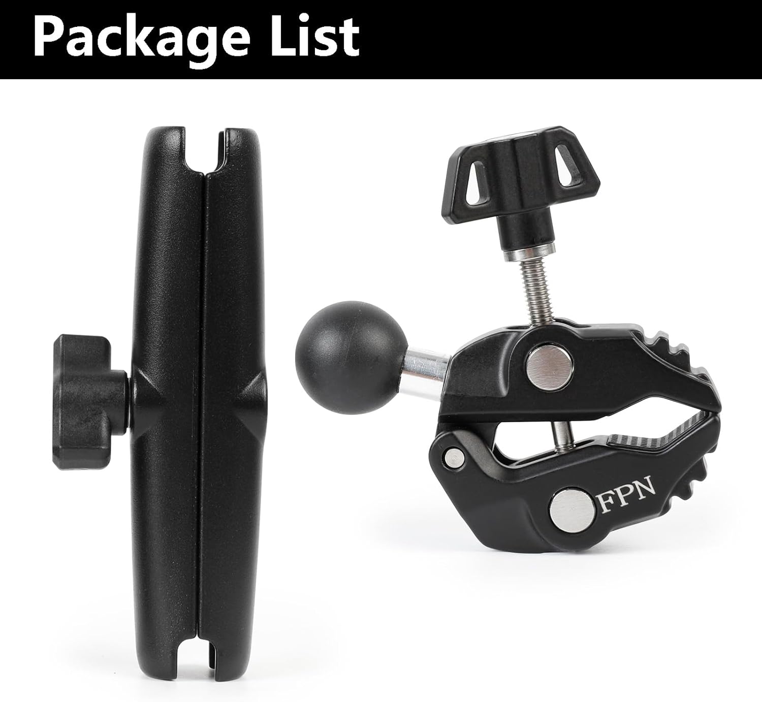 Aluminium 1" Ball Handlebar Mount Clamp Base 5.91'' Length Double Socket Arm for Rails 0.5" to 2" in Diameter, Compatible with RAM mounts & Bike Motorcycle Phone Holder