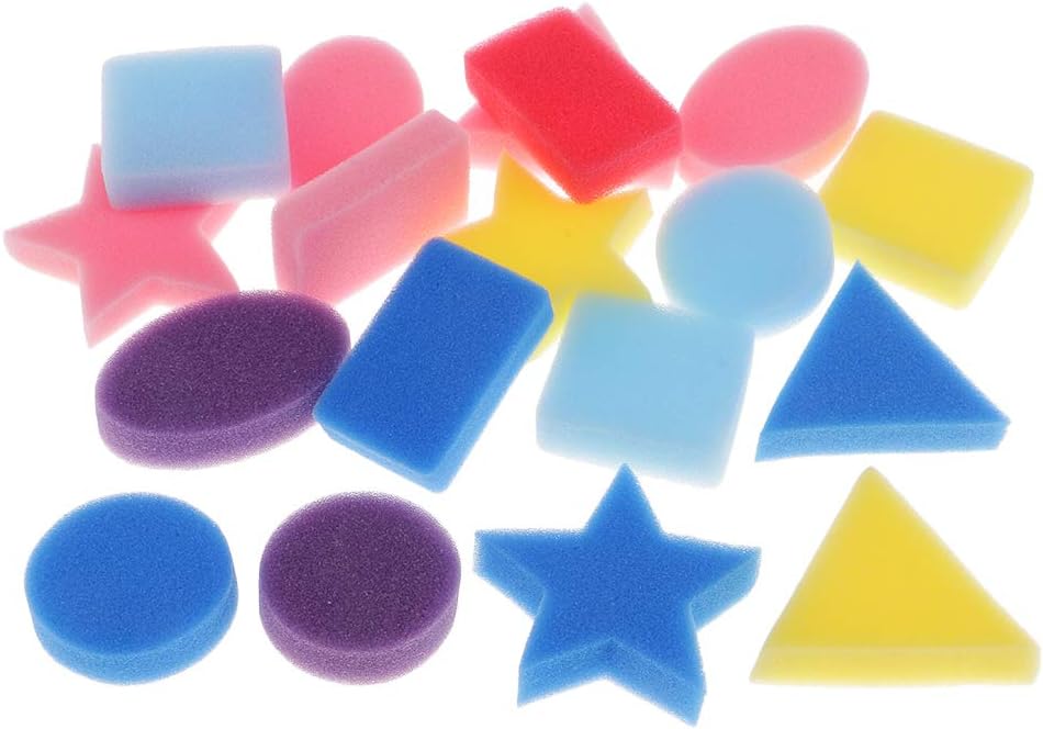 P Prettyia 18 Pieces Geometric Shapes Childrens Kids Painting Sponges
