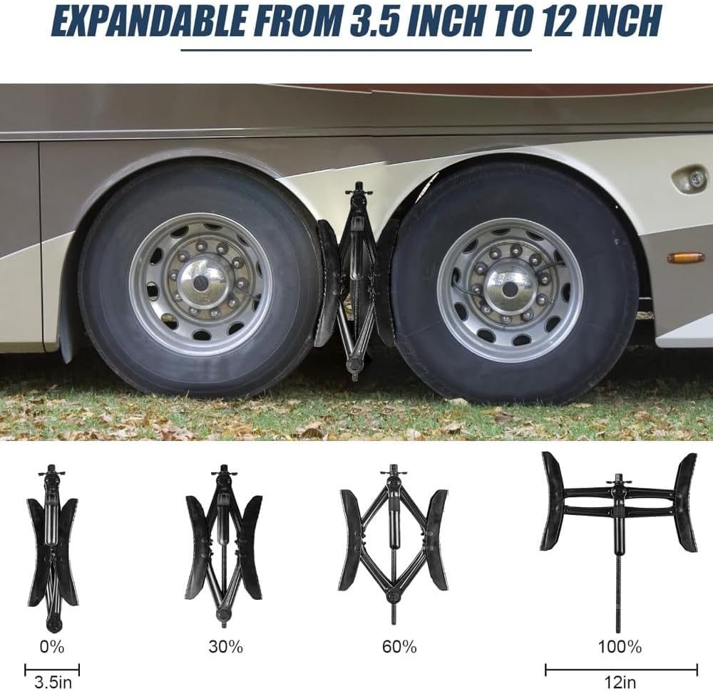 Gotuvs Wheel Chock X Shaped RV Chocks Stabilizer for Travel Trailer,Anti-Move Tire Wheel Chock with Accessories-Pair Accessories Wrench Adjustable 3.5"-10.5" （2 Pack） Black