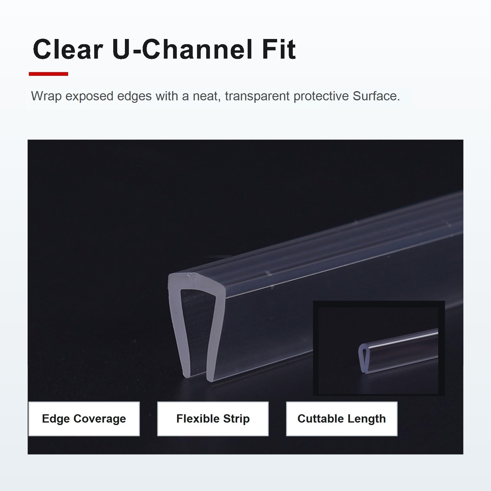 Klemmprofil FüR Glastische U-FöRmige Transparente,Transparenter U-FöRm PVC,Klarer U-FöRm Kantenschutz,Hochflexibel,Gilt FüR Im Lebens- Oder Industrieschutz Und Bei Der Abdichtung