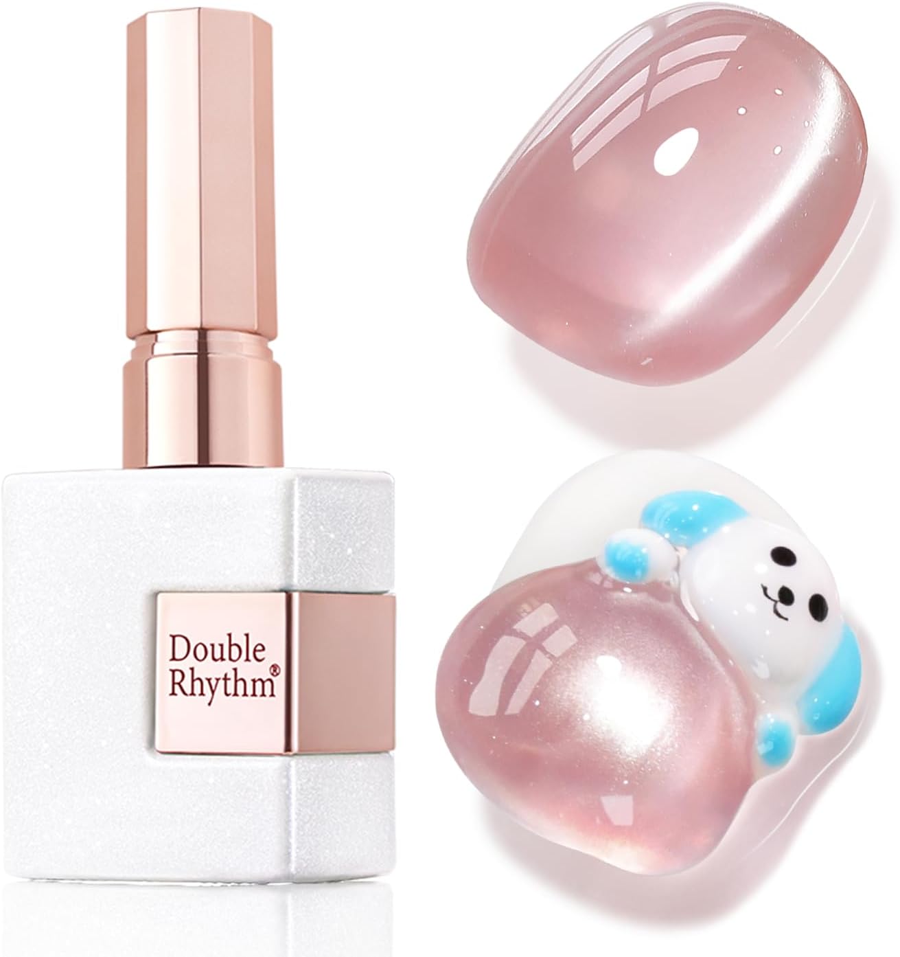Double Rhythm Jelly Glass Cat Eye Gel Polish with Magnet 15ML Holographic Glitter Shimmer Translucent Sheer Color Magnetic Nail Polish Salon DIY at Home (Jelly Pale Purple-MC1100)