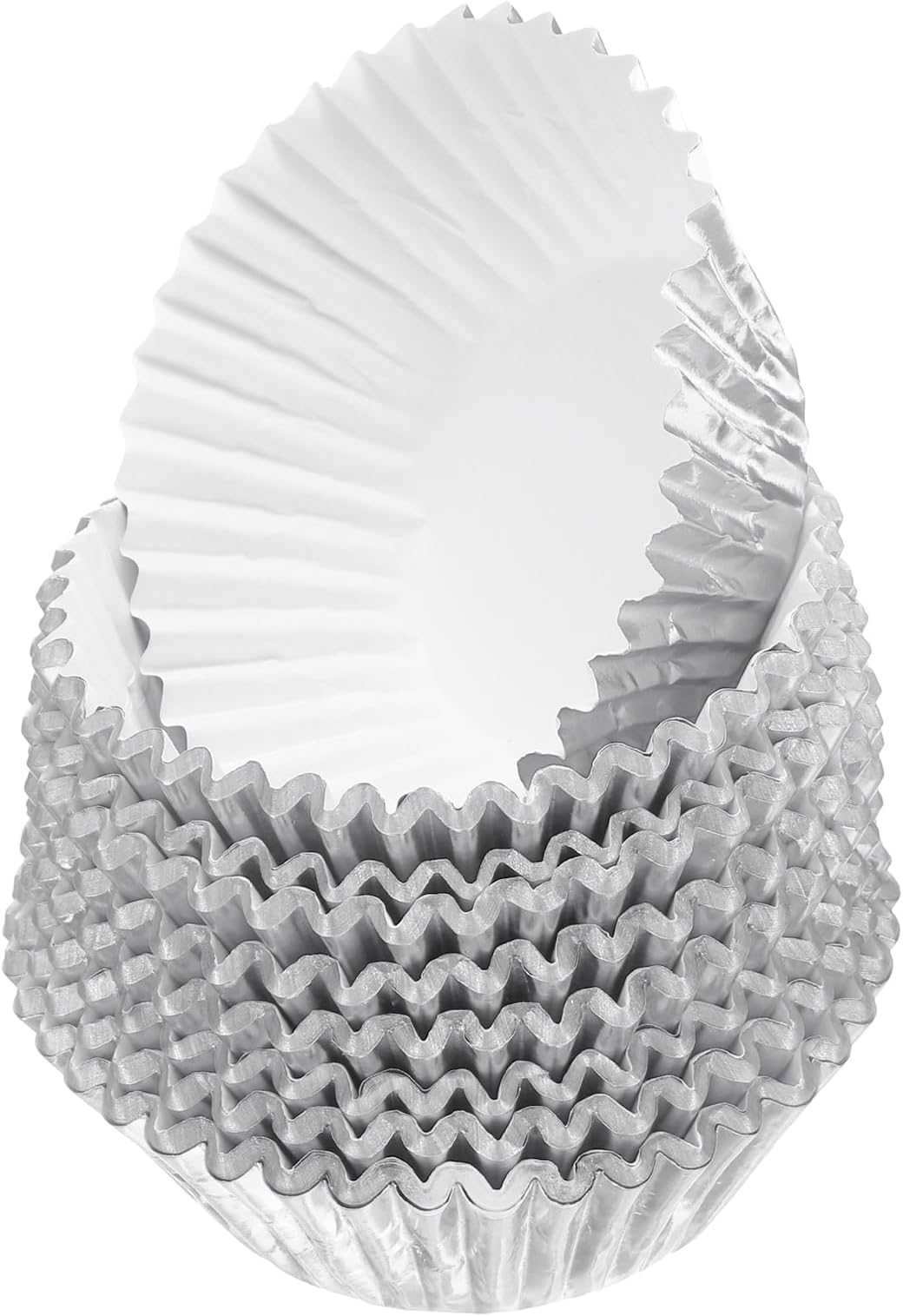 HARFINGTON 400 Count Silver Foil Muffins Cupcake Liners Standard Size Metallic Baking Cups Wrappers Greaseproof for Party Wedding Birthday