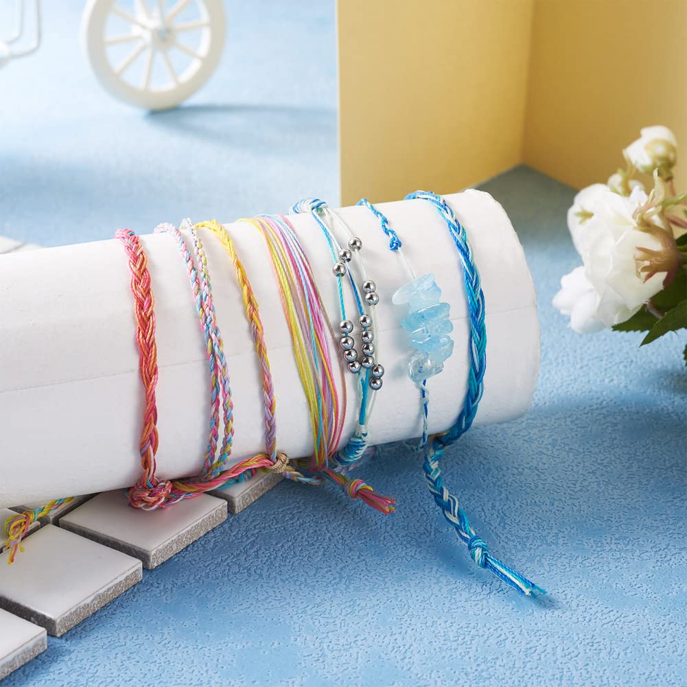 Elecrelive 250 Yards 0.5mm Wax String Gradient Color Waxed Polyester Cords Round Beading String Roll for DIY Friendship Bracelets Necklace Jewelry Making