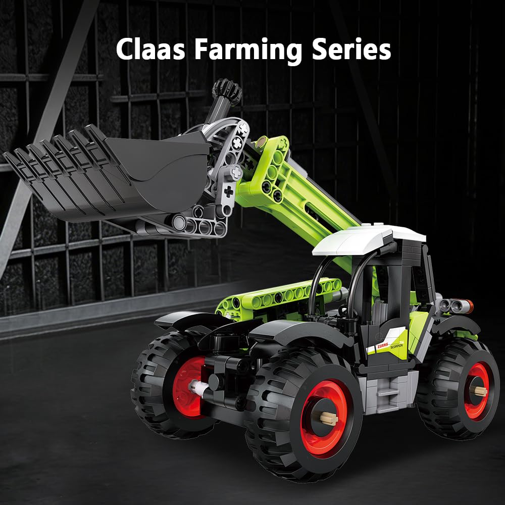 CaDA C65016W Mini CLAAS Farm Loader Building Set, modelo de maquinaria agrícola CLAAS, 401 piezas de equipo mecánico movible de construcción de equipo agrícola, juguete de vehículo de construcción