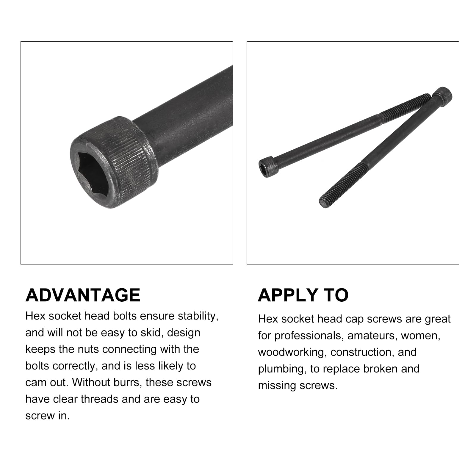 METALLIXITY Hex Socket Bolts (3/8-16x5-1/2") 5pcs, 12.9 Grade Alloy Steel Hex Socket Drive Screw - Image 4