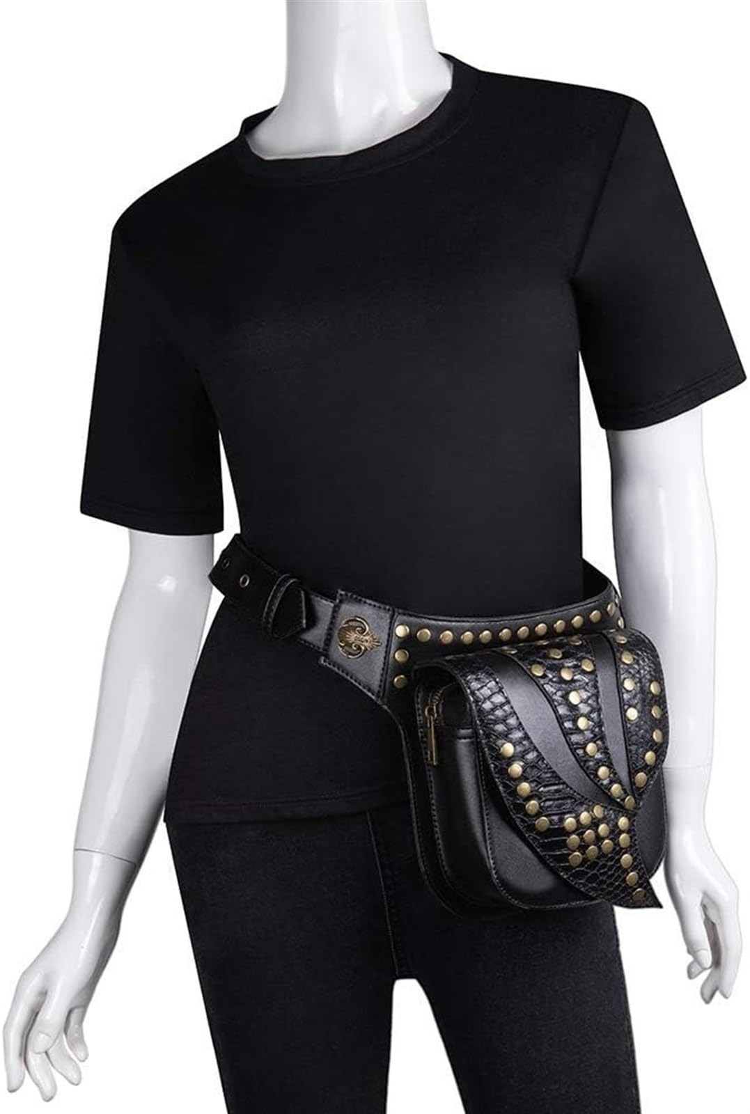 Hüfttasche Motorrad Bauchtasche Crossbody-Bag Leder Beintasche Männer Und Frauen Rock Rivet Fanny Packs Leg Bag Wasserdicht Strapazierfähig Outdoor-Sport Bein Tasche Leg Pouch Beinpack