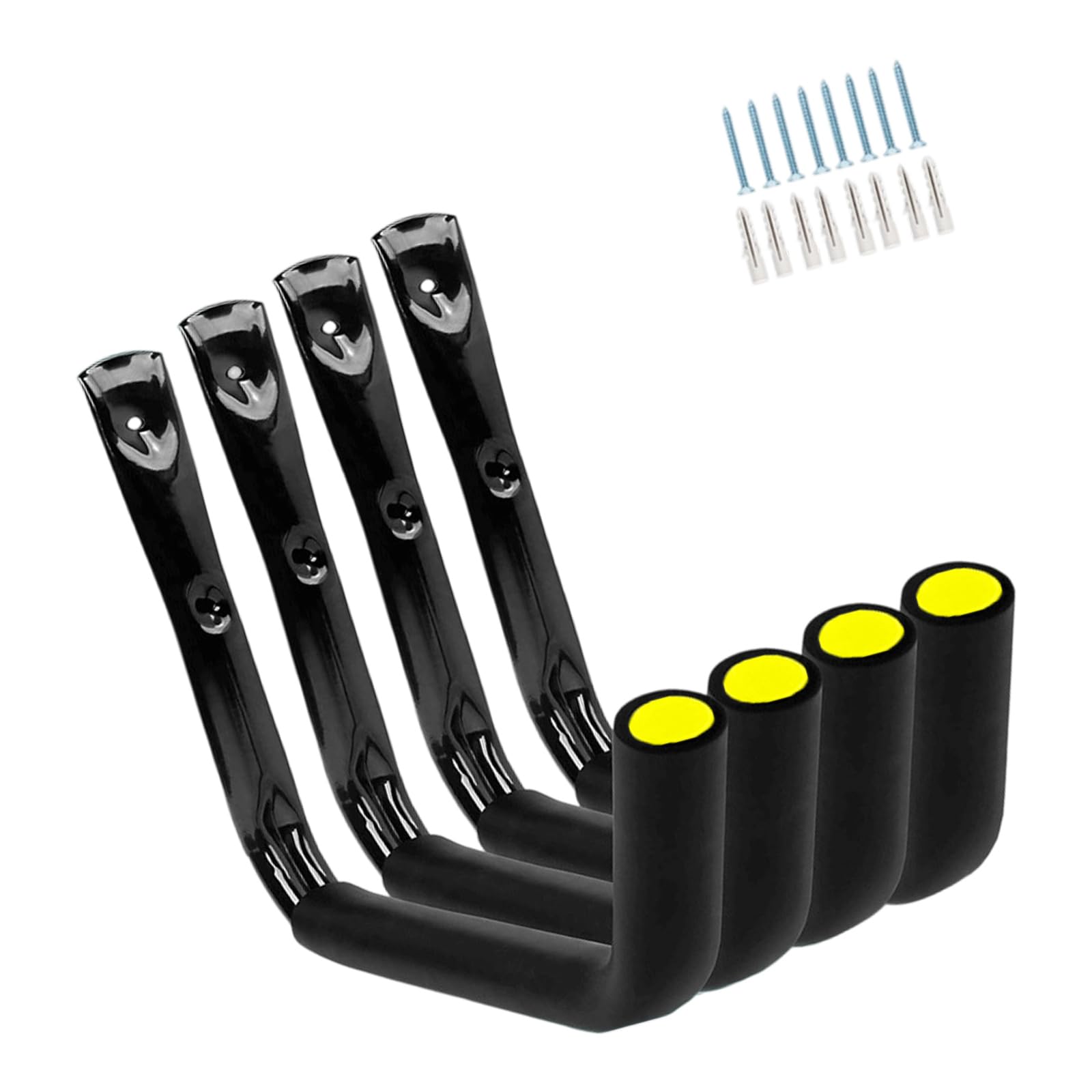 Nucelit Sturdy Iron Hooks for Bike Kayak Storage 4-Pack Metal Wall Mounted Hangers with Secure Hardware Garage Workshop Tool Rack Bike Storage Hooks for Garage
