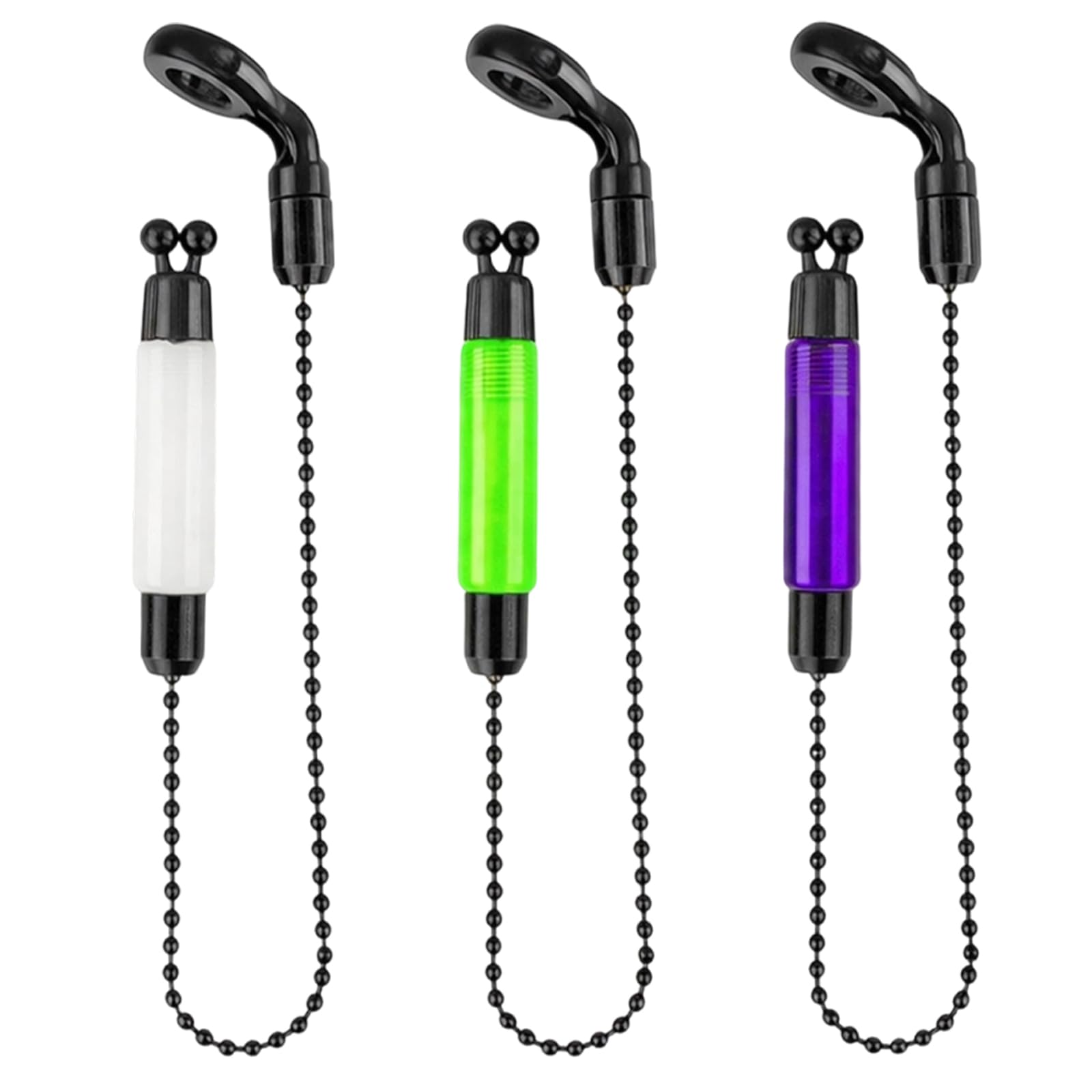 3Pcs Fishing Bobbins, Bite Indicators for Carp Fishing, Light Bobbins Carp Fishing Swingers, Bite Alarms Coarse Fishing Tackle, Swingers Tackle Accessories for Night Fishing, Green, White, Purple