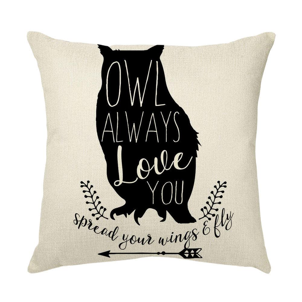 4 Piezas Funda de Almohada 65x65cm Búho Negro Claro Fundas de Cojín Terciopelo Sencillo y Decorativo para Sofá Camas Dormitorio Coche Lino Cojines Throw Pillow Covers （26x26in）