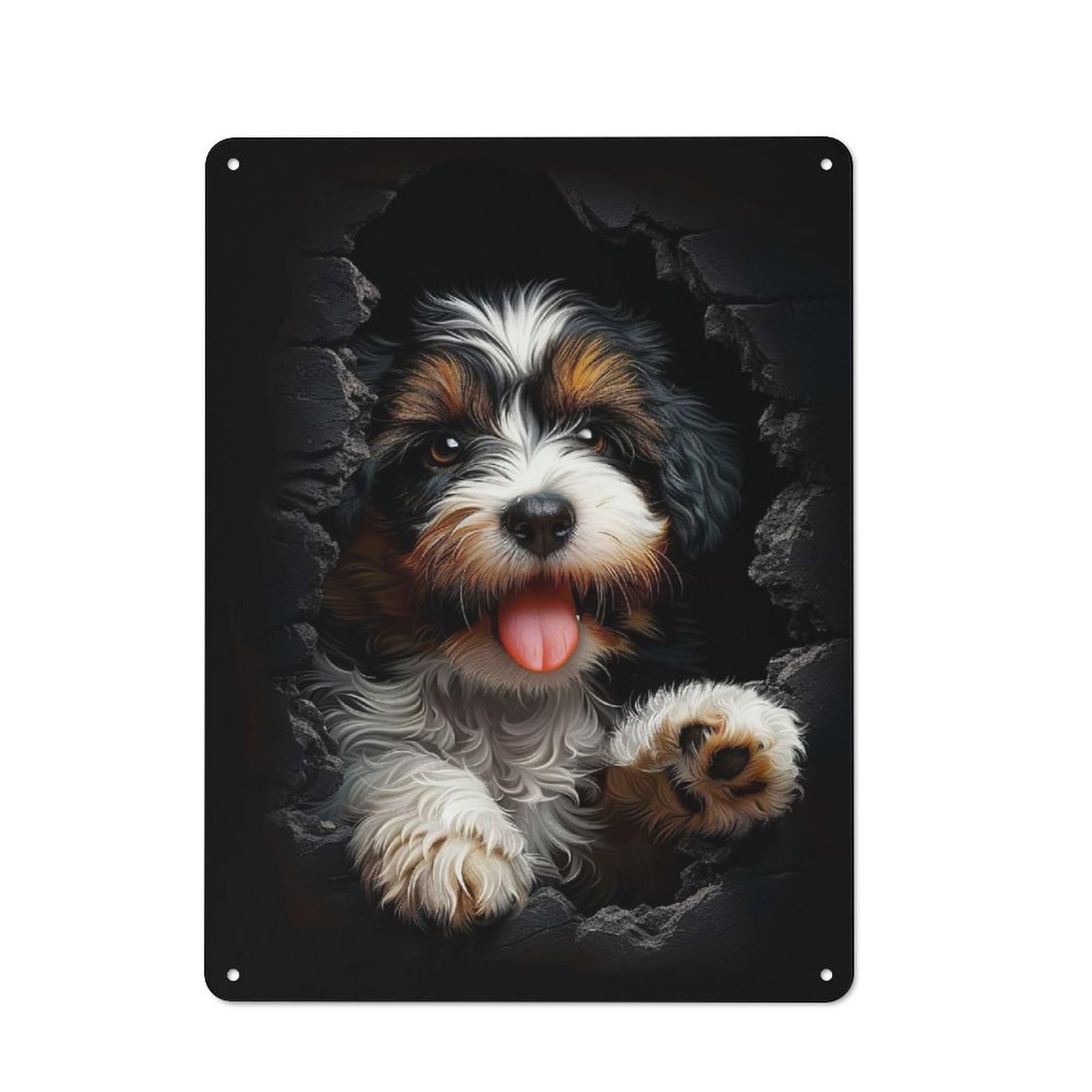Junmoney Style-24 Vintage Tin Sign 40X30cm With Tibetan Terrier For Man Cave Or Games Room, For Winter Room Styling In Man Cave And Games Room