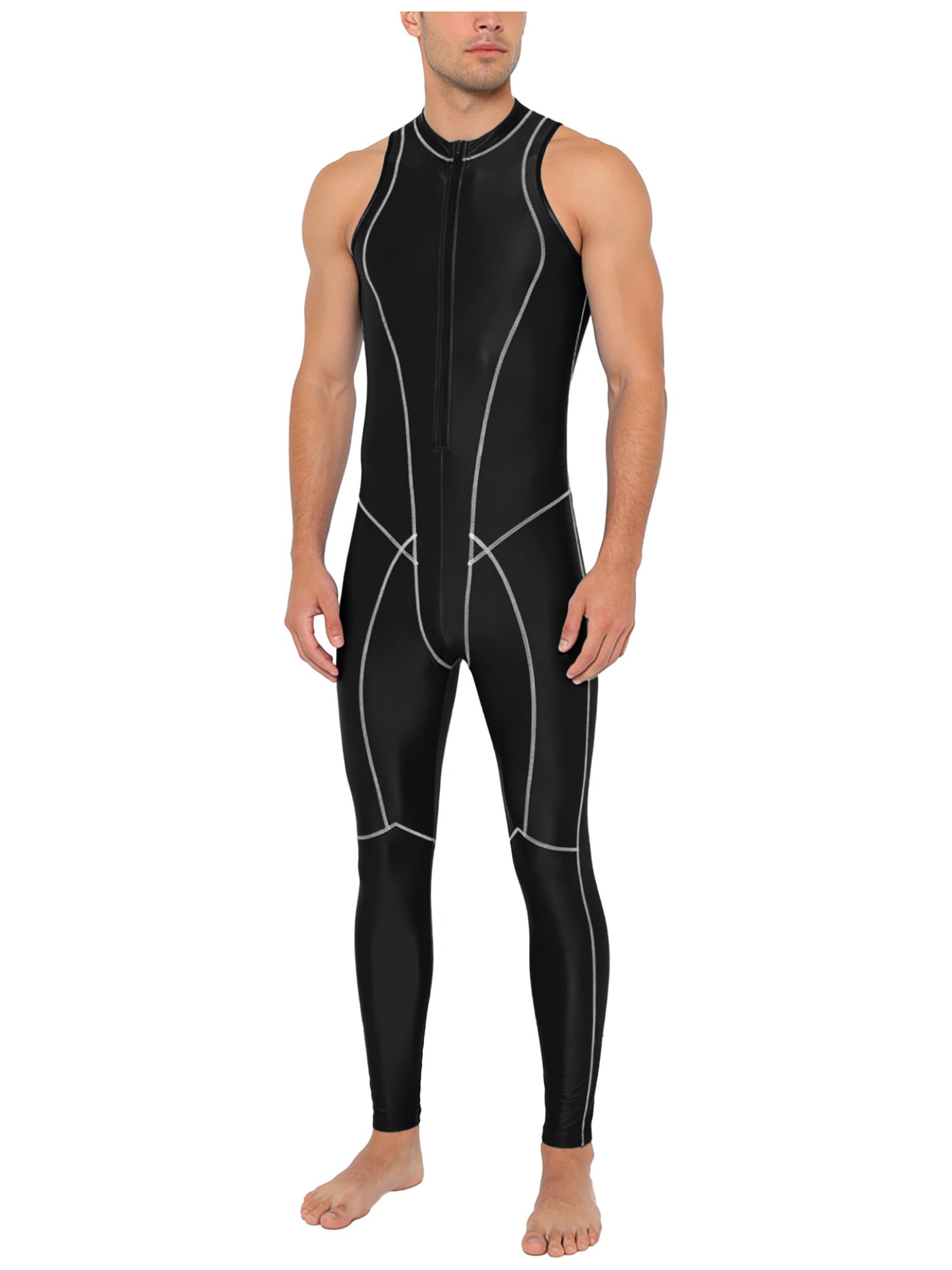 Herren Schnelltrocknend Overall Glatt Surfanzug Mitreißverschluss Sportanzug Trainingsanzug Bikini Bodysuit Tights Strand Party Mottoparty Clubwear