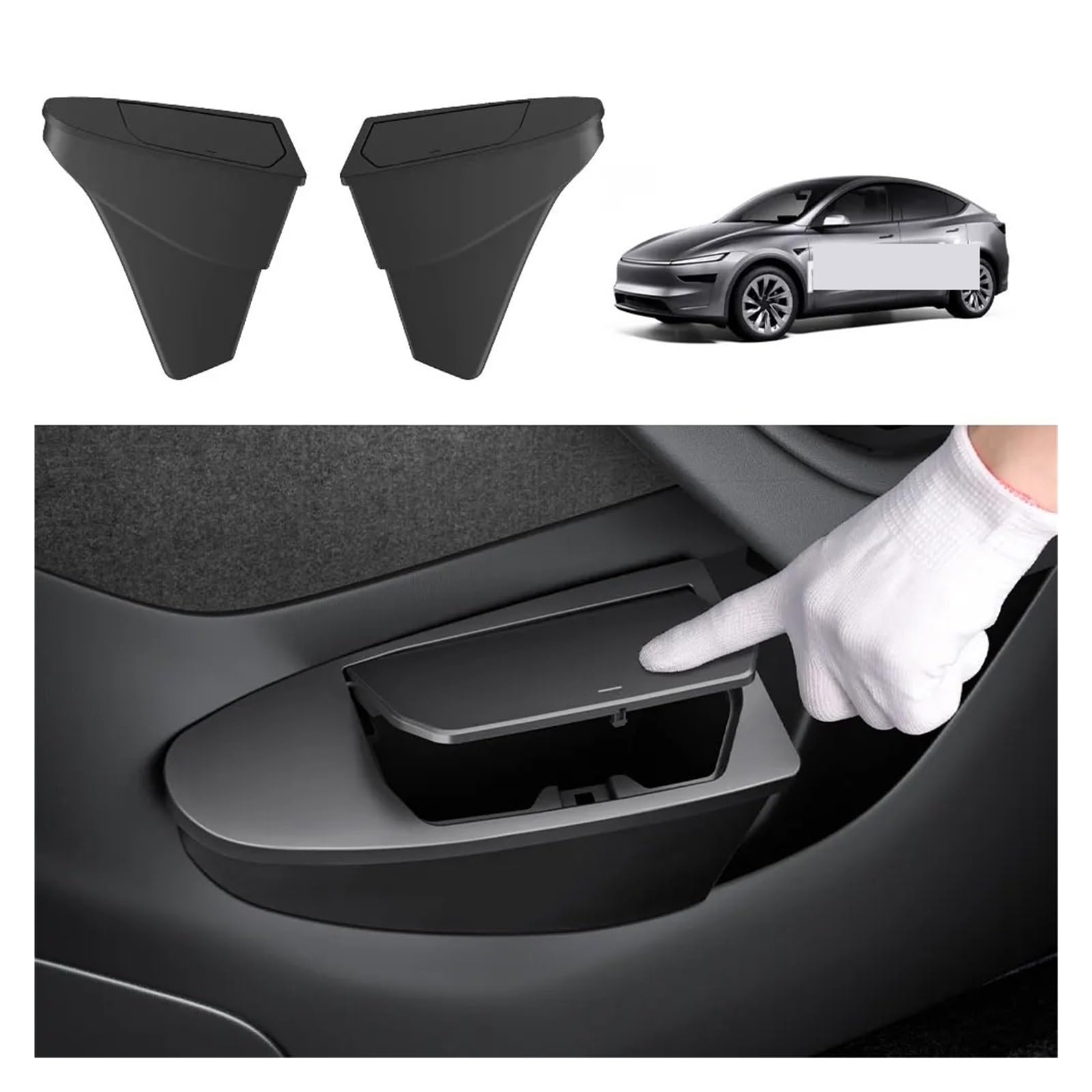 Auto Mülleimer Für Tesla Für Modell Für 3 Für Y Juniper Highland Seite Tür Mülleimer Müll Bin Mit Abdeckung Lagerung Box Veranstalter Mini Autos Mülleimers(2pcs)