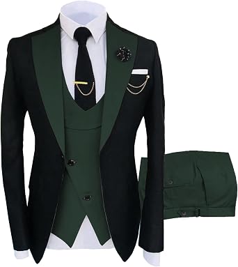 Amazon.com: Mnribey Traje formal de 3 piezas para hombre, vestido de cena  de un botón, traje de negocios de baile de boda, traje de negocios  (chaqueta + chaleco + pantalones) : Ropa,