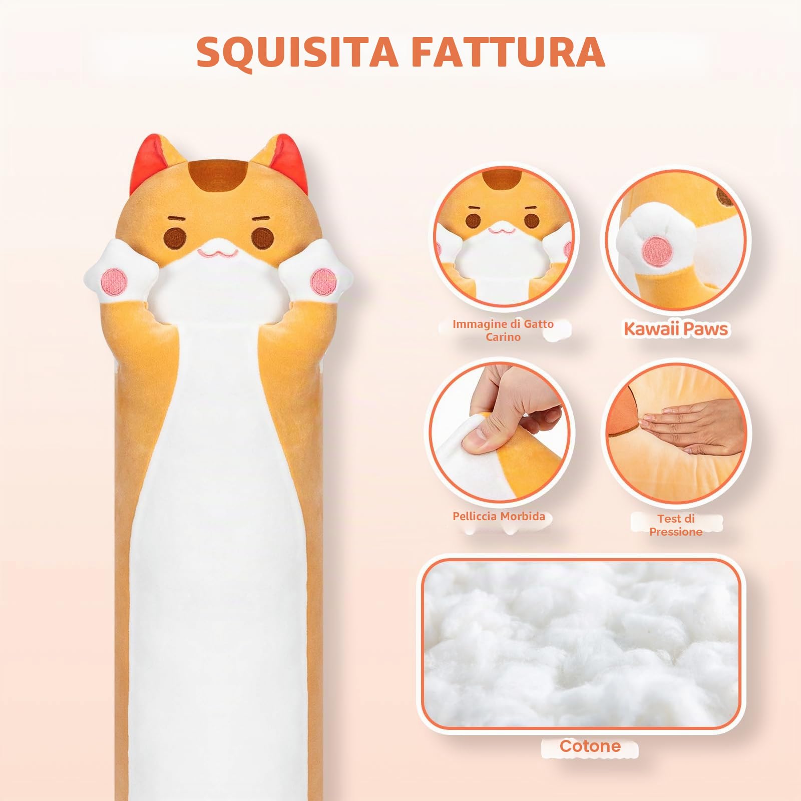 Mewaii Peluche Gatto Cuscino che Respira Kawaii 50CM per Bambina Cuscino di Peluche Gigante Animali Giocattoli Abbraccio Morbido Pupazzo Giocattolo Regalo per Ragazza