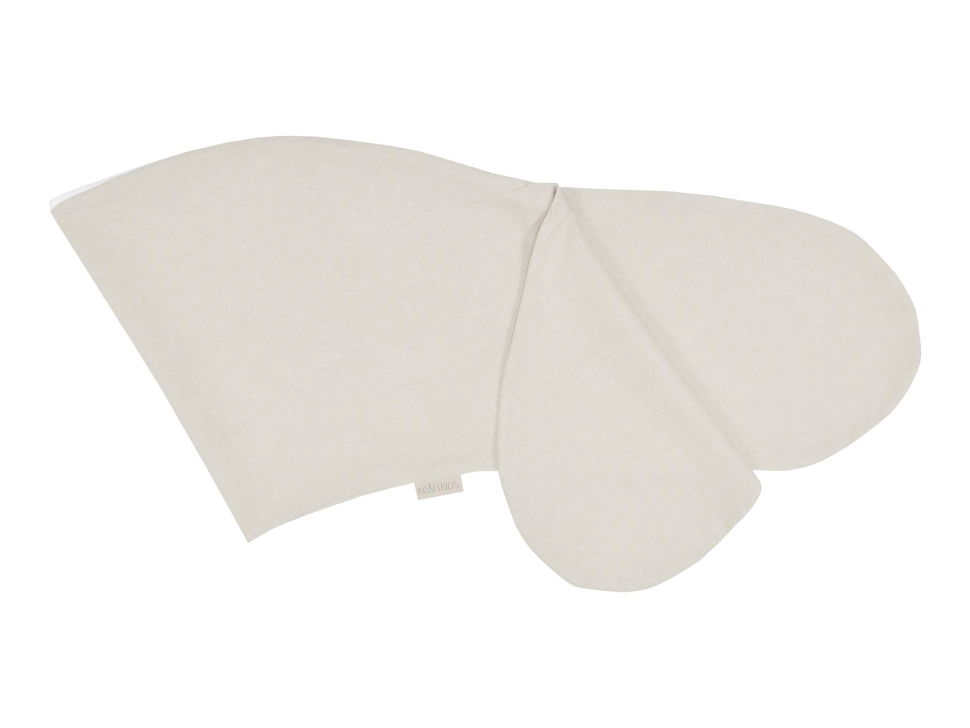 KraftKids Funda de cojín de lactancia, lino natural, marrón, funda de cojín de lactancia, longitud del borde exterior 190 cm, funda de cojín de lactancia con amor hecha a mano en la UE