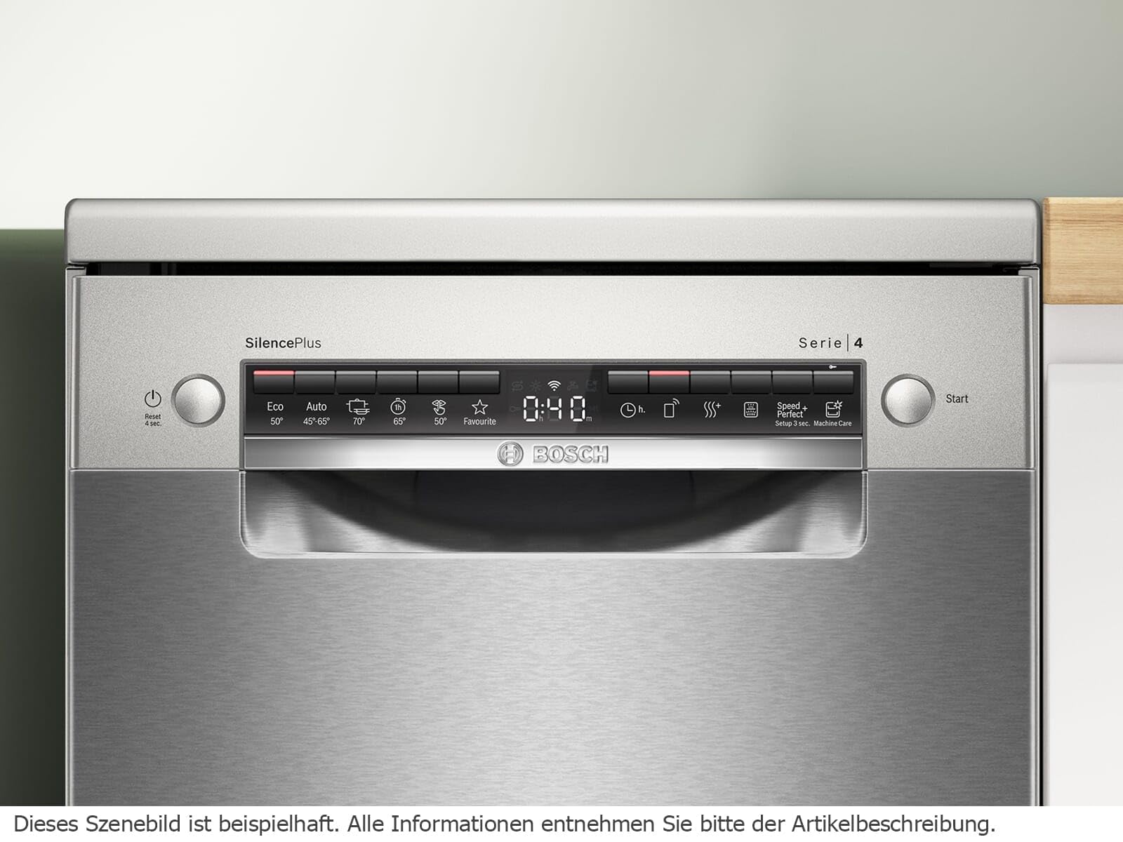 Bosch SPS4HMI49E Serie 4, lavastoviglie indipendente, 45 cm, cassetto portaposate, zona intensiva, asciugatura extra, DuoPower, pulizia extra accurata, Home Connect, acciaio spazzolato, anti-impronte