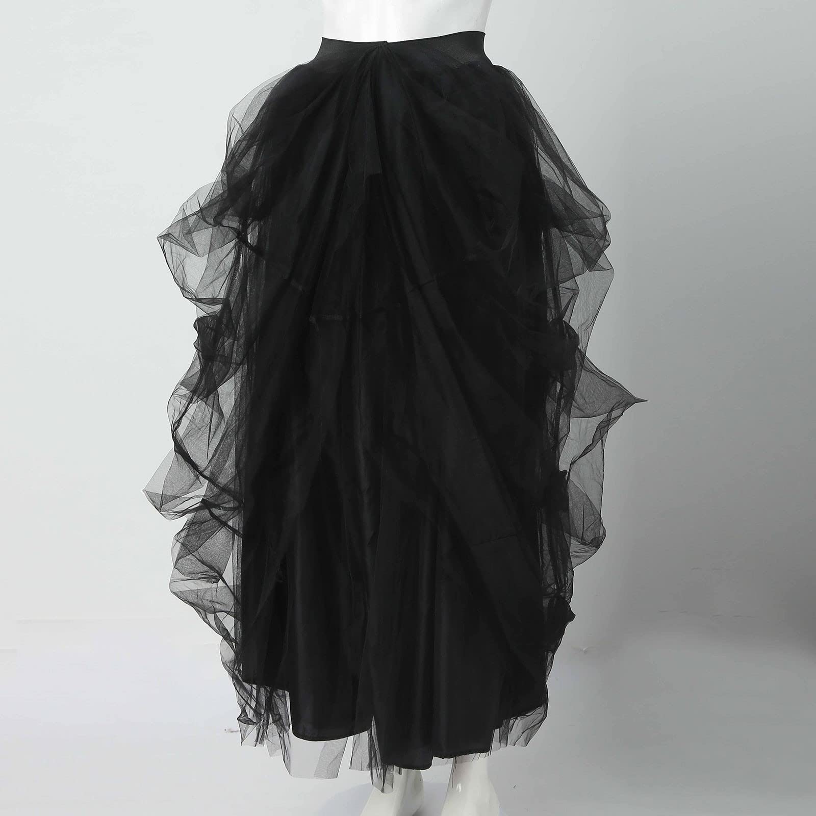 HOOUDO Üllrock Damen Tutu Klassisch Elastisch Hohe Taille Elastischer Gürtel Lässiger Poncho Damenrock Blasenrock Tüllrock Grün Gelber Ballettrock Petticoat Schwarz Rockn Roll Outfit Regenbogen